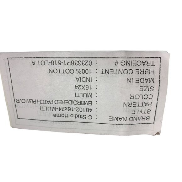 Pillow Cover (1) 16 X 24, C Studio Home in Embroidered Patch Pattern - Picture 2 of 2